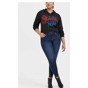 DAVID BOWIE WORLD TOUR BLACK BURNOUT HOODIE Size 2 NEW THE VINYL ICONS #W3